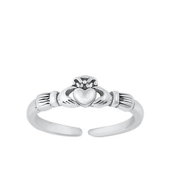 Sterling Silver Oxidized Claddagh Toe Ring