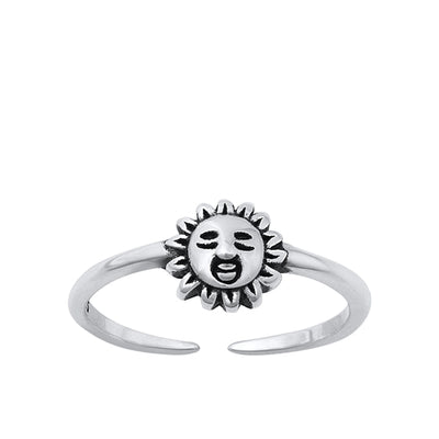 Sterling Silver Oxidized Sun Toe Ring