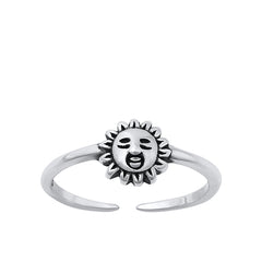 Sterling Silver Oxidized Sun Toe Ring