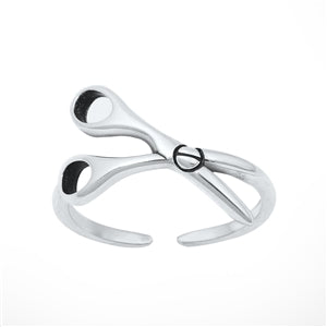 Sterling Silver Oxidized 8.8mm Scissors Toe Ring