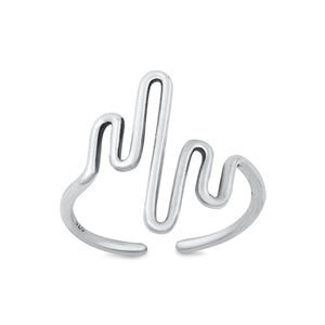 Sterling Silver Oxidized Heartbeat Toe Ring