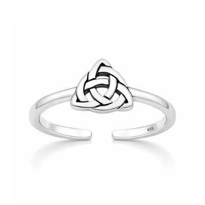 Sterling Silver Oxidized And Polished Celtic Knot Toe Ring