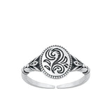 Sterling Silver Oxidized Floral Toe Ring