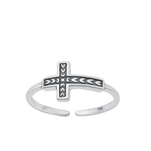 Load image into Gallery viewer, Sterling Silver Oxidized Cross Toe Ring