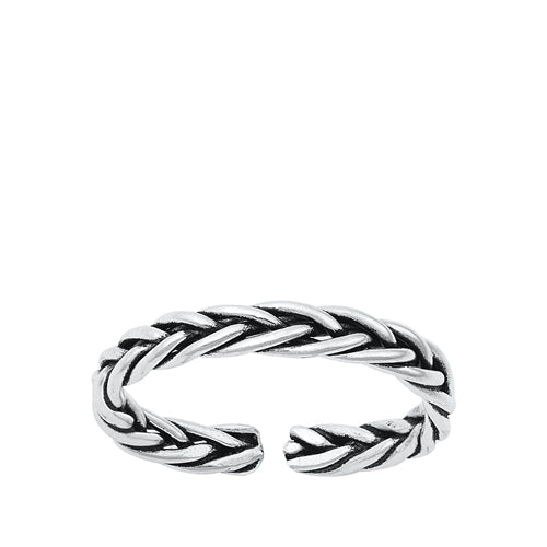 Sterling Silver Oxidized Braid Toe Ring