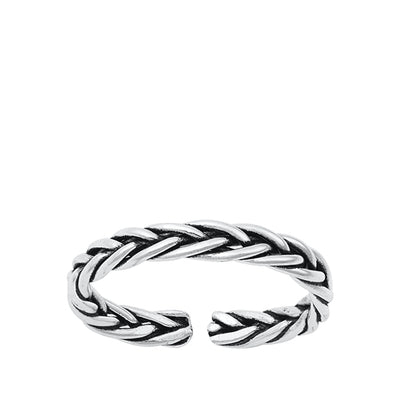 Sterling Silver Oxidized Braid Toe Ring