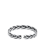 Sterling Silver Oxidized Braid Toe Ring
