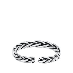 Sterling Silver Oxidized Braid Toe Ring