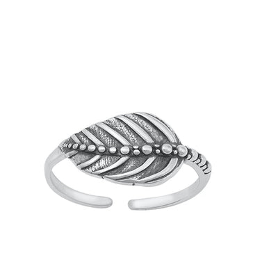 Sterling Silver Oxidized Leaf Toe Ring