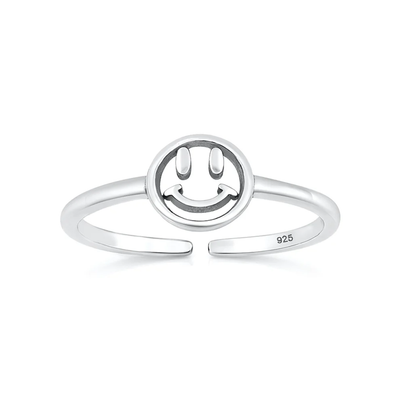 Sterling Silver Oxidized And Polished Happy Face Toe Ring