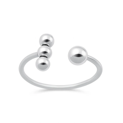 Sterling Silver Oxidized And Polished Bead Toe Ring