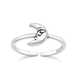 Sterling Silver Oxidized And Polished Moon Toe Ring