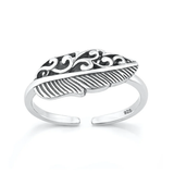 Sterling Silver Oxidized And Polished Leaf Toe Ring