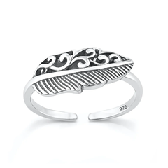 Sterling Silver Oxidized And Polished Leaf Toe Ring