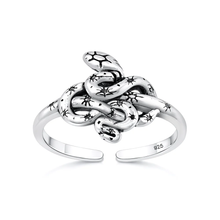 Load image into Gallery viewer, Sterling Silver Oxidized And Polished Snake Toe Ring