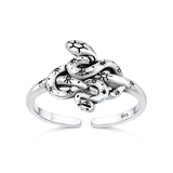 Sterling Silver Oxidized And Polished Snake Toe Ring