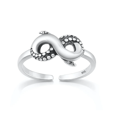 Sterling Silver Oxidized And Polished Tentacle Toe Ring
