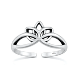 Sterling Silver Oxidized And Polished Lotus Toe Ring