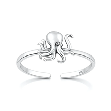 Load image into Gallery viewer, Sterling Silver Oxidized And Polished Octopus Toe Ring