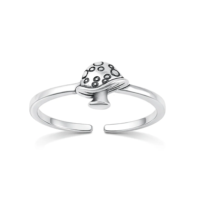 Sterling Silver Oxidized And Polished Mushroom Toe Ring