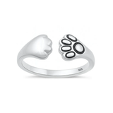 Sterling Silver Oxidized And Polished Pet Paws Toe Ring