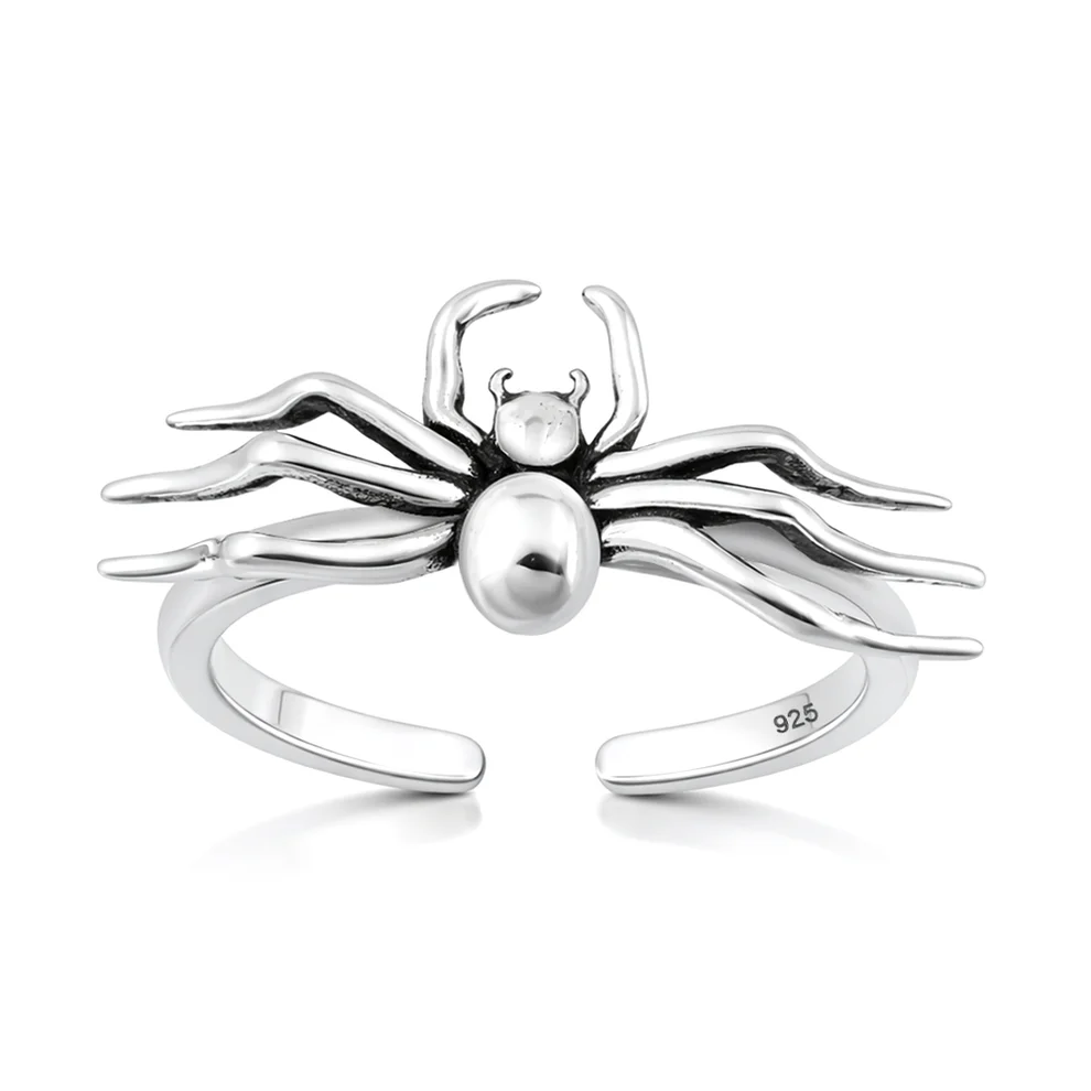 Sterling Silver Oxidized And Polished Spider Toe Ring
