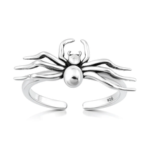 Load image into Gallery viewer, Sterling Silver Oxidized And Polished Spider Toe Ring