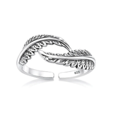 Sterling Silver Oxidized And Polished Fern Leaves Toe Ring