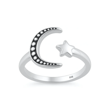 Load image into Gallery viewer, Sterling Silver Oxidized And Polished Moon And Star Toe Ring