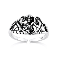 Load image into Gallery viewer, Sterling Silver Oxidized And Polished Skeleton And Mushrooms Toe Ring