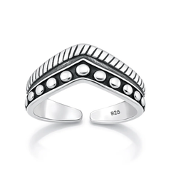 Sterling Silver Oxidized And Polished V Shape Toe Ring