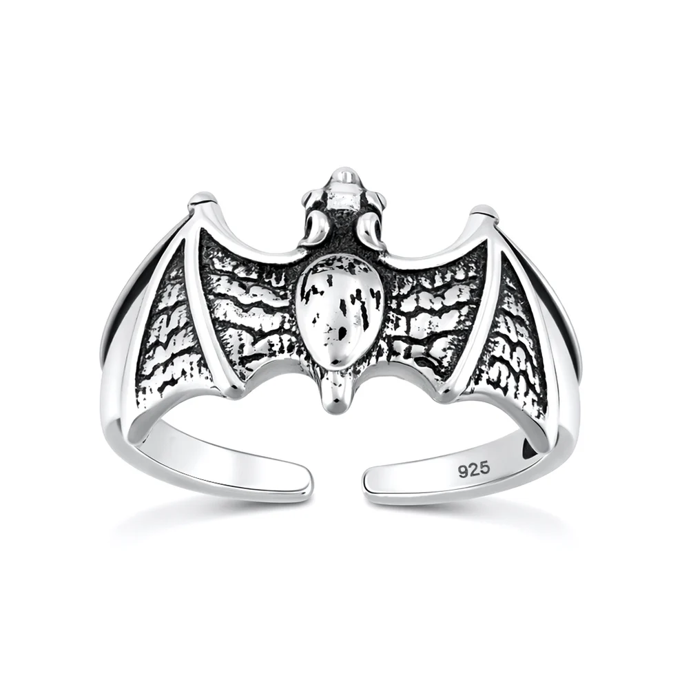 Sterling Silver Oxidized And Polished Bat Toe Ring