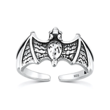 Sterling Silver Oxidized And Polished Bat Toe Ring