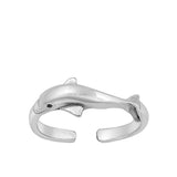 Sterling Silver Oxidized Dolphin Toe Ring