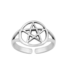 Load image into Gallery viewer, Sterling Silver Oxidized Pentagram Toe Ring