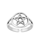 Sterling Silver Oxidized Pentagram Toe Ring