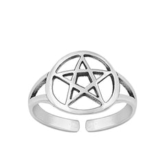 Sterling Silver Oxidized Pentagram Toe Ring