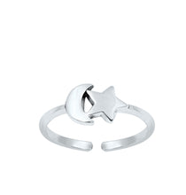 Load image into Gallery viewer, Sterling Silver Oxidized Moon And Star Toe Ring