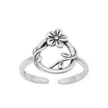 Load image into Gallery viewer, Sterling Silver Oxidized Flower Toe Ring