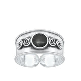 Sterling Silver Oxidized Black Onyx Bali Toe Ring