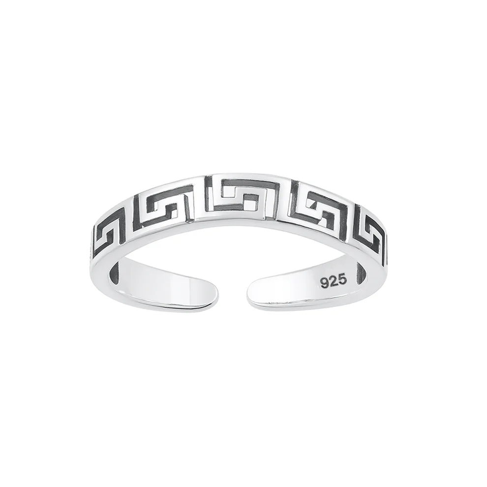 Sterling Silver Oxidized Aztec Toe Ring