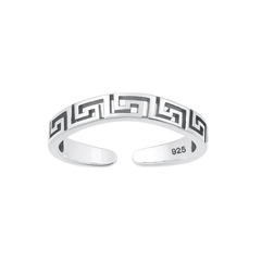 Sterling Silver Oxidized Aztec Toe Ring