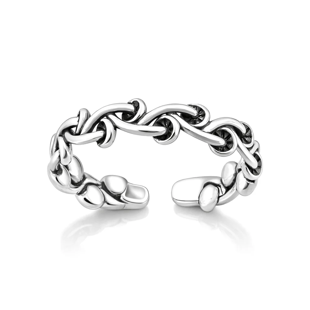 Sterling Silver Oxidized And Polished Mushroom Band Toe Ring