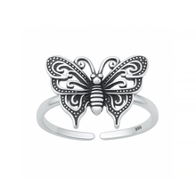 Load image into Gallery viewer, Sterling Silver Oxidized Butterfly Toe Ring
