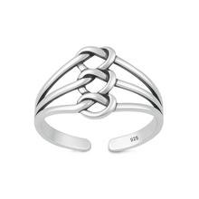 Load image into Gallery viewer, Sterling Silver Oxidized And Polished Triple Knot Toe Ring