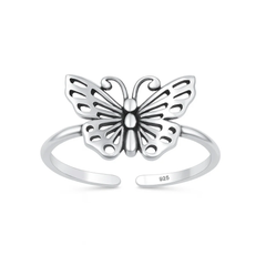 Sterling Silver Oxidized And Polished Butterfly Toe Ring