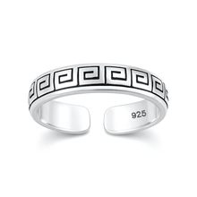 Load image into Gallery viewer, Sterling Silver Oxidized And Polished Greek Key Toe Ring