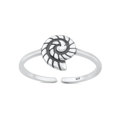 Sterling Silver Oxidized And Polished Seashell Toe Ring