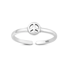 Sterling Silver Oxidized And Polished Peace Sign Toe Ring