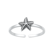 Load image into Gallery viewer, Sterling Silver Oxidized Starfish Toe Ring